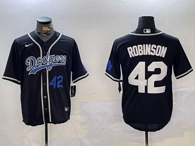 Men Los Angeles Dodgers #42 Robinson Black Game 2024 Nike MLB Jersey style 11205